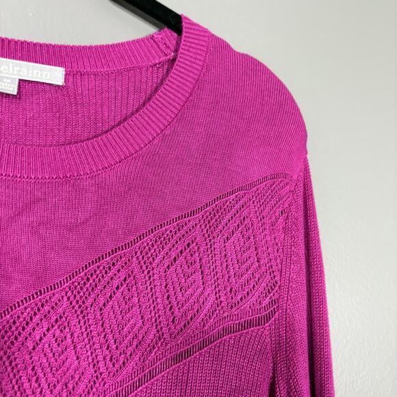 Daniel Rainn Retro Pink Crochet Lace Trim Sweater - Size 2X - Women's Plus Size - Picture 2 of 7